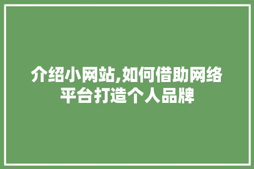 介绍小网站,如何借助网络平台打造个人品牌