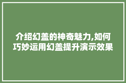 介绍幻盖的神奇魅力,如何巧妙运用幻盖提升演示效果