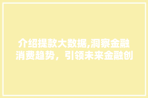 介绍提款大数据,洞察金融消费趋势，引领未来金融创新