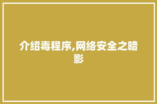 介绍毒程序,网络安全之暗影 种植技巧