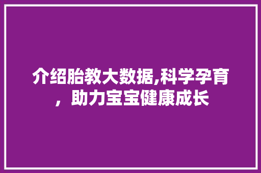 介绍胎教大数据,科学孕育，助力宝宝健康成长