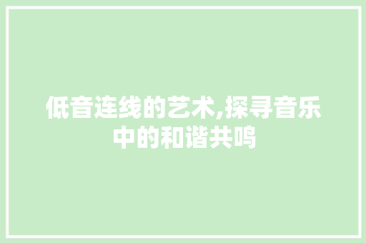 低音连线的艺术,探寻音乐中的和谐共鸣