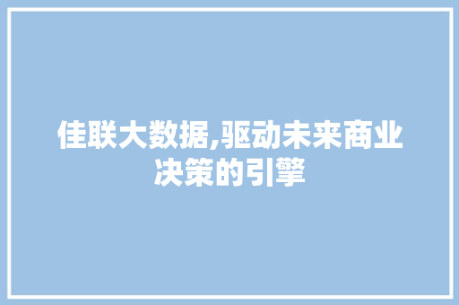 佳联大数据,驱动未来商业决策的引擎