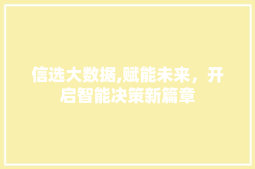 信选大数据,赋能未来，开启智能决策新篇章