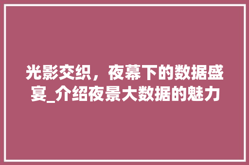 光影交织，夜幕下的数据盛宴_介绍夜景大数据的魅力