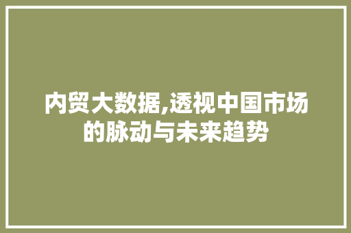 内贸大数据,透视中国市场的脉动与未来趋势