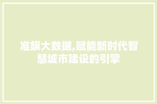 准旗大数据,赋能新时代智慧城市建设的引擎