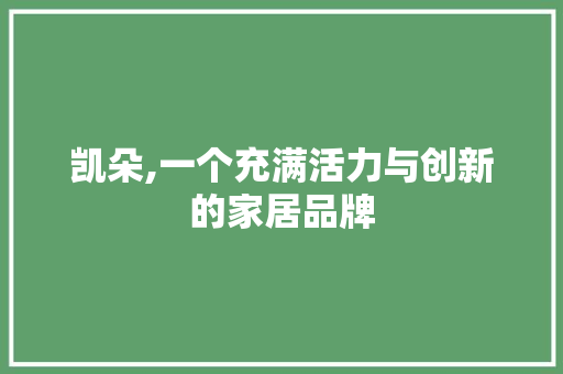 凯朵,一个充满活力与创新的家居品牌