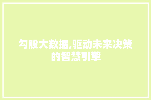 勾股大数据,驱动未来决策的智慧引擎