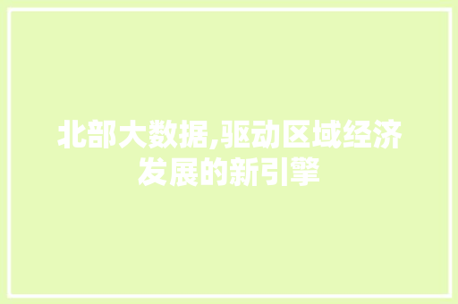 北部大数据,驱动区域经济发展的新引擎