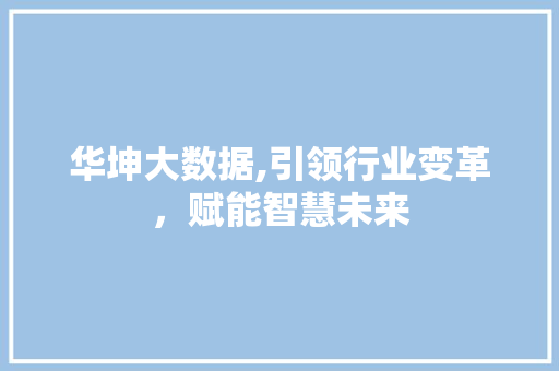 华坤大数据,引领行业变革，赋能智慧未来