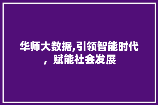 华师大数据,引领智能时代，赋能社会发展