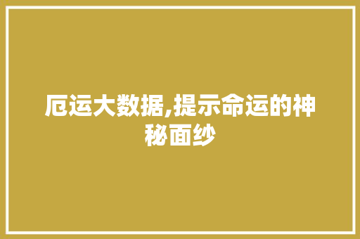 厄运大数据,提示命运的神秘面纱