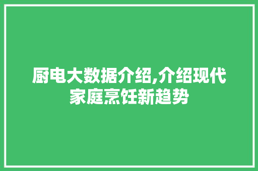 厨电大数据介绍,介绍现代家庭烹饪新趋势