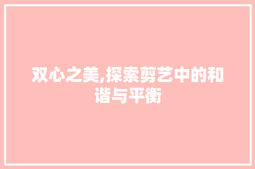 双心之美,探索剪艺中的和谐与平衡
