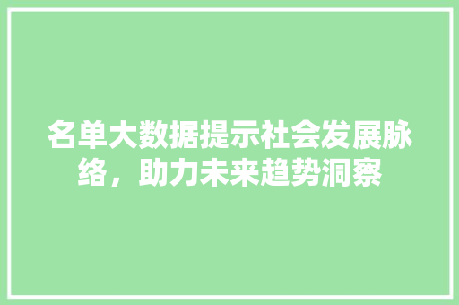 名单大数据提示社会发展脉络，助力未来趋势洞察