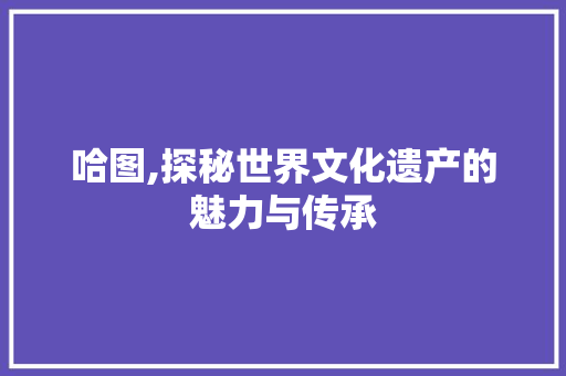 哈图,探秘世界文化遗产的魅力与传承