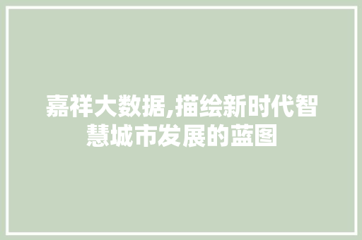 嘉祥大数据,描绘新时代智慧城市发展的蓝图