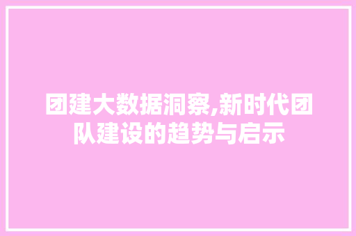 团建大数据洞察,新时代团队建设的趋势与启示