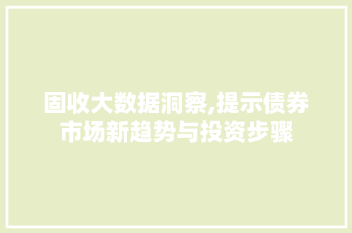 固收大数据洞察,提示债券市场新趋势与投资步骤