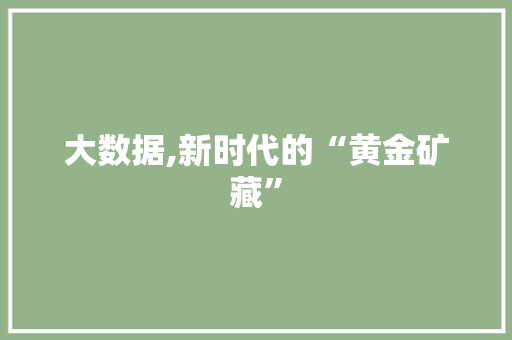 大数据,新时代的“黄金矿藏” 种植技巧