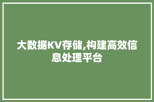大数据KV存储,构建高效信息处理平台 种植技巧
