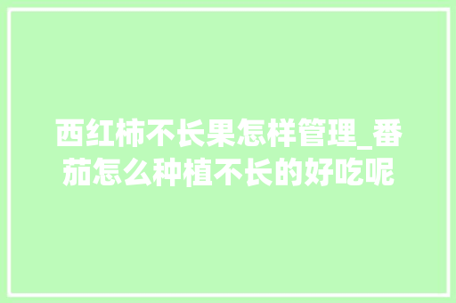 西红柿不长果怎样管理_番茄怎么种植不长的好吃呢