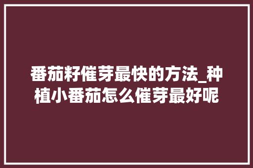 番茄籽催芽最快的方法_种植小番茄怎么催芽最好呢