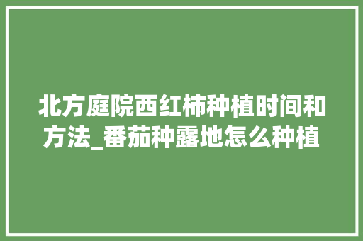 北方庭院西红柿种植时间和方法_番茄种露地怎么种植的视频 北方庭院西红柿种植时间和方法_番茄种露地怎么种植的视频 土壤施肥