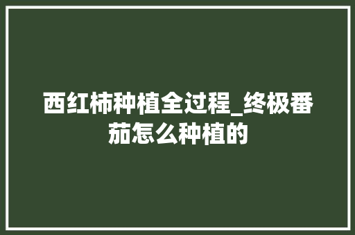 西红柿种植全过程_终极番茄怎么种植的 西红柿种植全过程_终极番茄怎么种植的 番茄病虫害防治