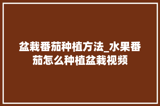 盆栽番茄种植方法_水果番茄怎么种植盆栽视频 盆栽番茄种植方法_水果番茄怎么种植盆栽视频 农业常识
