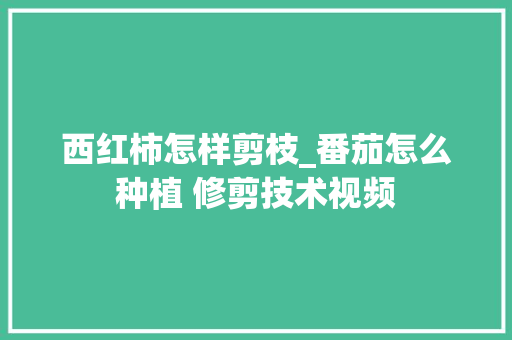 西红柿怎样剪枝_番茄怎么种植 修剪技术视频