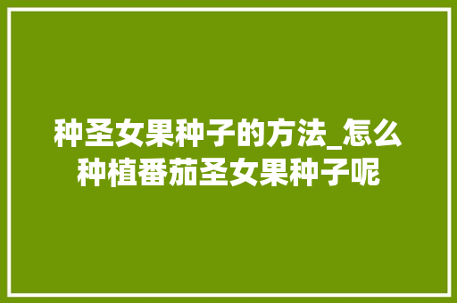 种圣女果种子的方法_怎么种植番茄圣女果种子呢