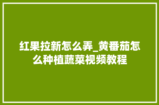 红果拉新怎么弄_黄番茄怎么种植蔬菜视频教程 红果拉新怎么弄_黄番茄怎么种植蔬菜视频教程 植物种类