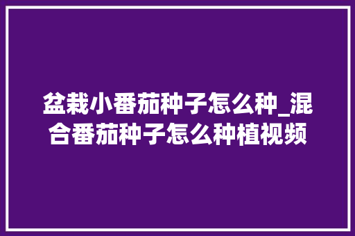 盆栽小番茄种子怎么种_混合番茄种子怎么种植视频 盆栽小番茄种子怎么种_混合番茄种子怎么种植视频 土壤施肥