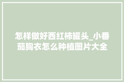 怎样做好西红柿罐头_小番茄胸衣怎么种植图片大全 怎样做好西红柿罐头_小番茄胸衣怎么种植图片大全 种植技巧
