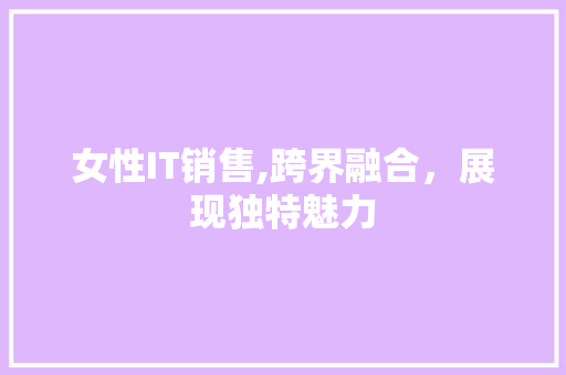 女性IT销售,跨界融合，展现独特魅力