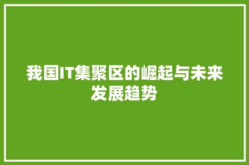 我国IT集聚区的崛起与未来发展趋势