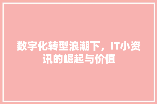 数字化转型浪潮下，IT小资讯的崛起与价值