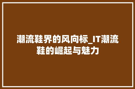 潮流鞋界的风向标_IT潮流鞋的崛起与魅力