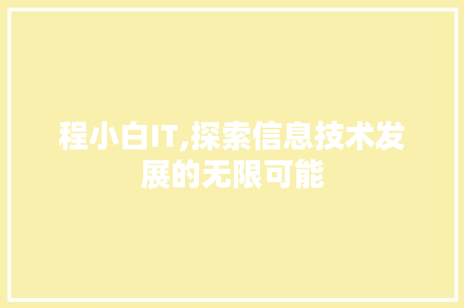 程小白IT,探索信息技术发展的无限可能