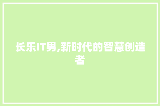长乐IT男,新时代的智慧创造者