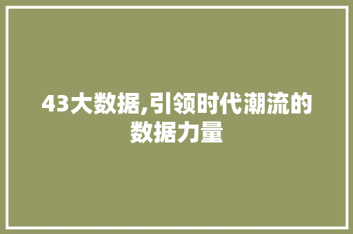 43大数据,引领时代潮流的数据力量