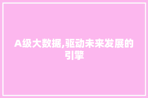 A级大数据,驱动未来发展的引擎