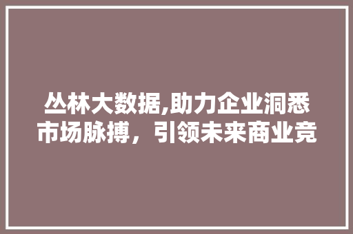 丛林大数据,助力企业洞悉市场脉搏，引领未来商业竞争新格局