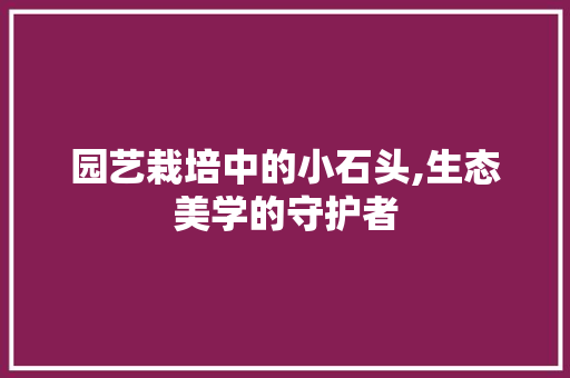 园艺栽培中的小石头,生态美学的守护者