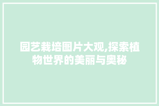 园艺栽培图片大观,探索植物世界的美丽与奥秘