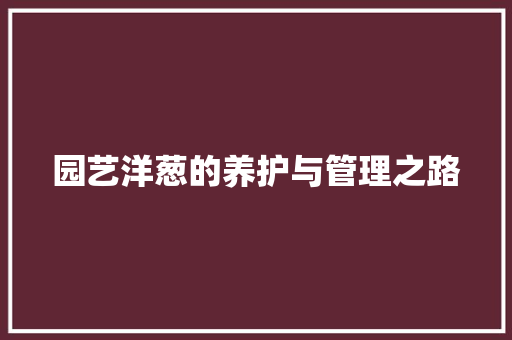 园艺洋葱的养护与管理之路