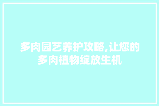 多肉园艺养护攻略,让您的多肉植物绽放生机