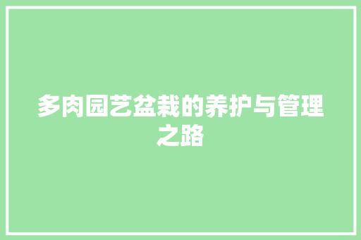 多肉园艺盆栽的养护与管理之路